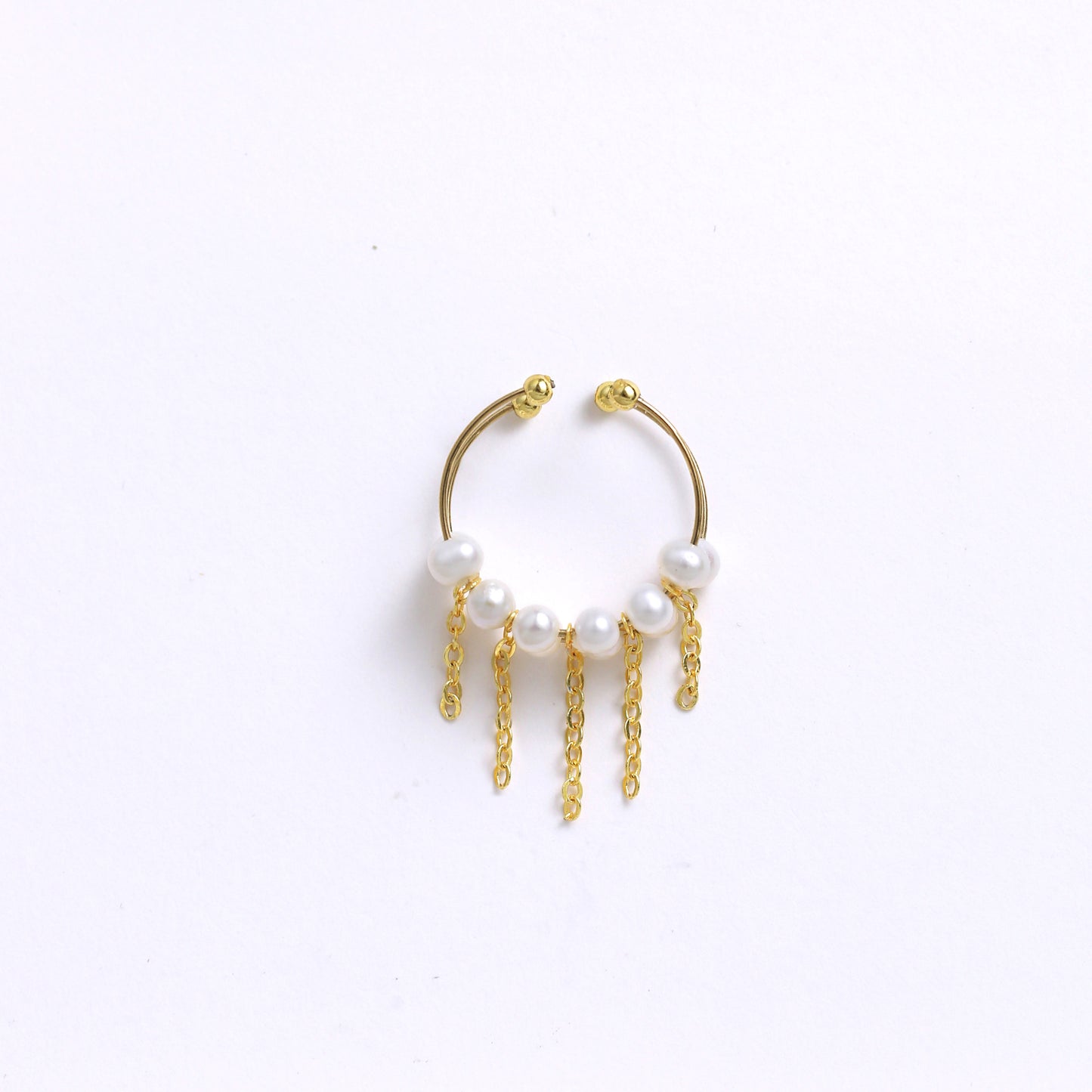 Multiple-row natural freshwater pearl interlocking bracelet