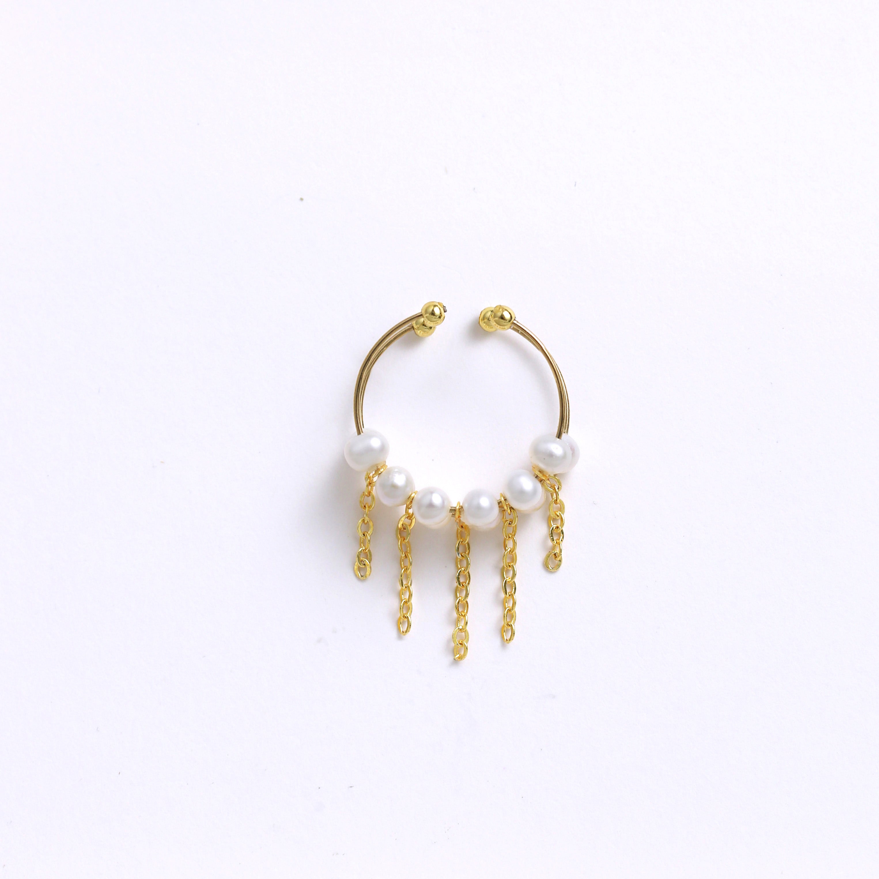 Multiple-row natural freshwater pearl interlocking bracelet
