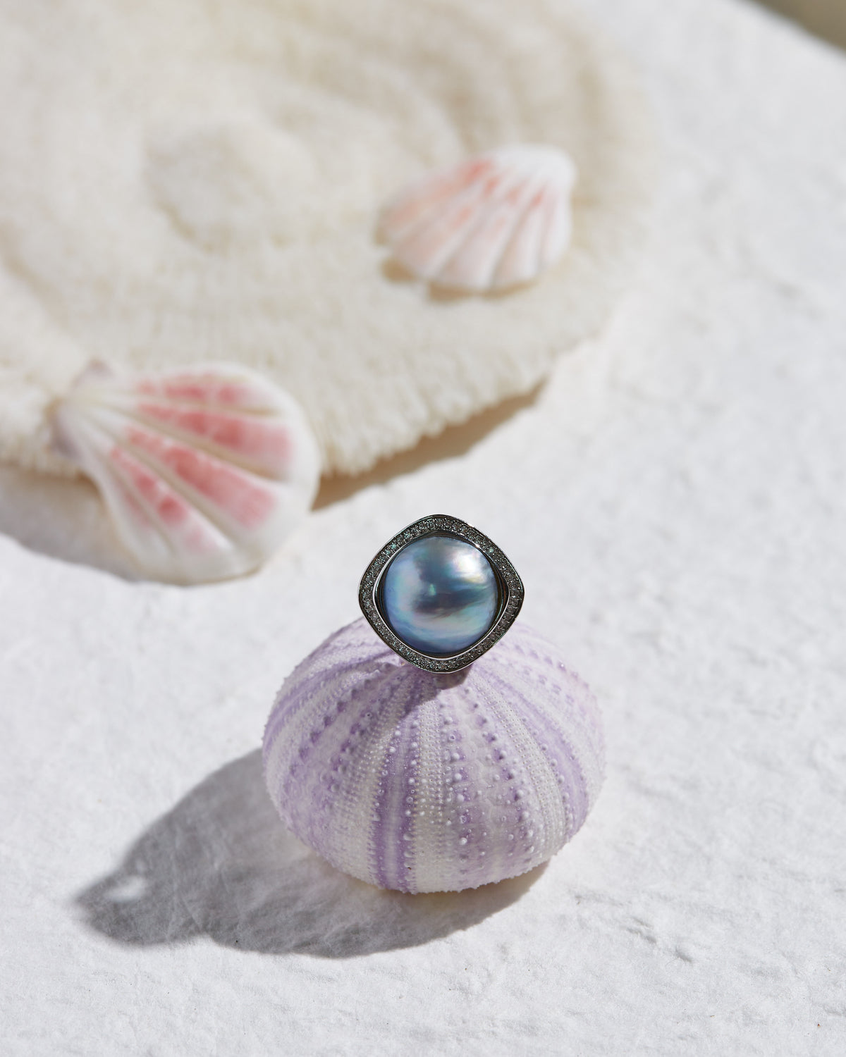 Blue Mabe Pearl Adjustable Ring