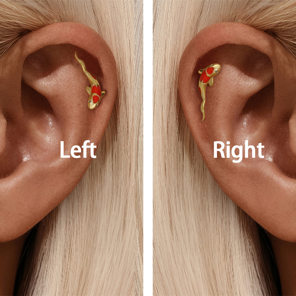 Enamel Koi Fish Stud Earrings Asymmetrical Earrings