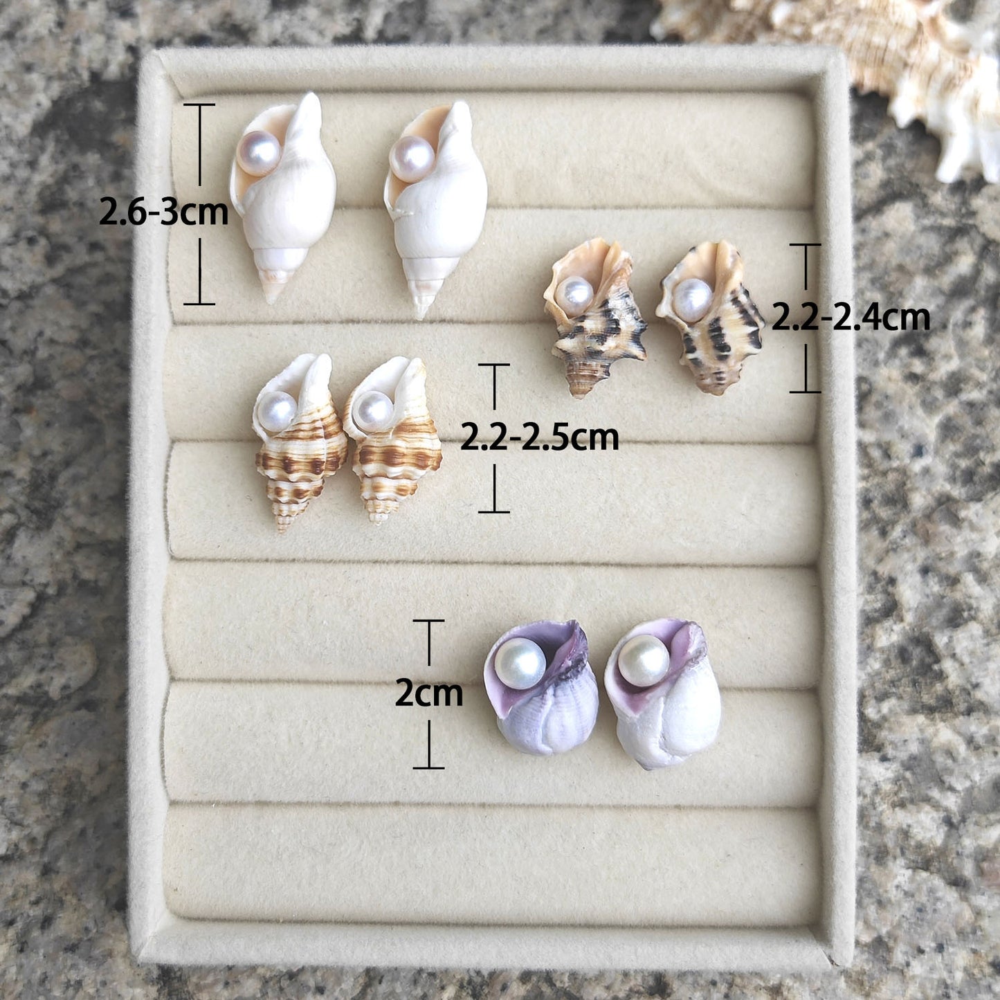 Handmade Sea Shell Pearl Stud Earrings